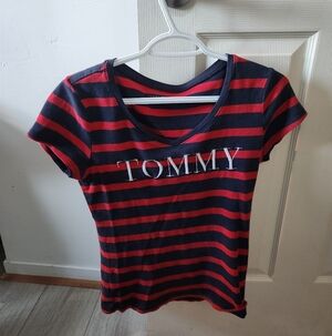Tommy Hilfiger Striped Red and Navy Top